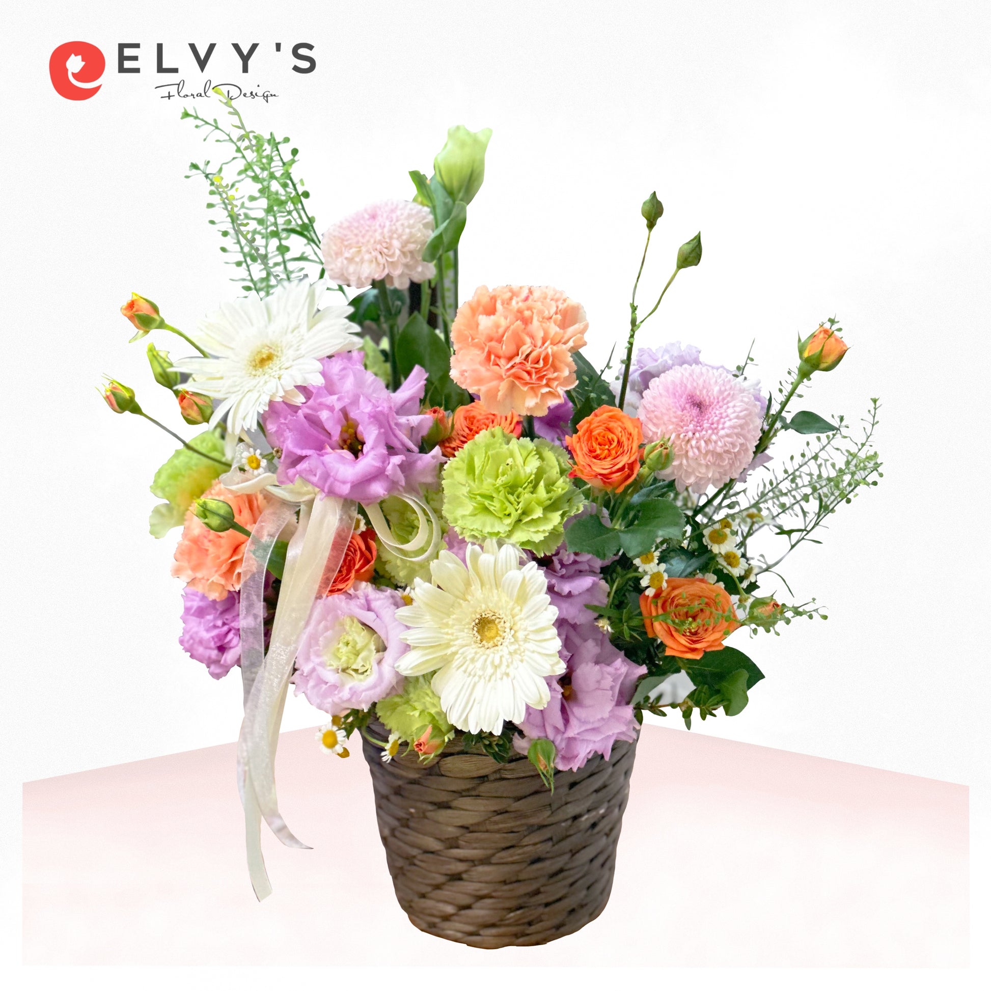 Spray arrangement in Basket | Elvy's Floral Design