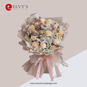 Melody – Rose & Ferrero Rocher Bouquet | Elvy's Floral Design