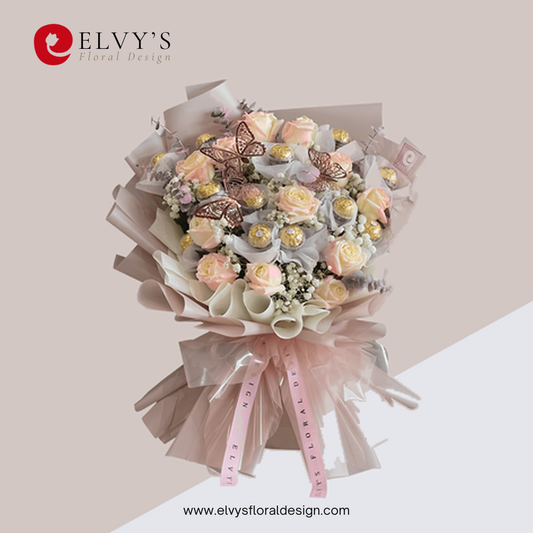 Melody – Rose & Ferrero Rocher Bouquet | Elvy's Floral Design