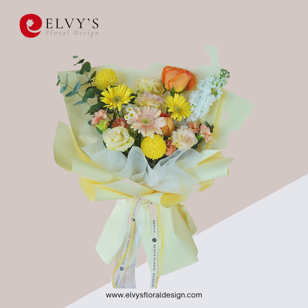 Myra – Yellow & Cream Mixed Bouquet | Elvy's Floral Design