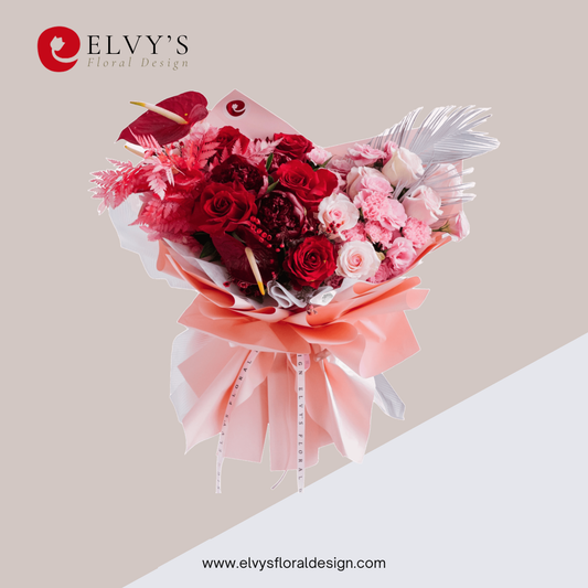 Caliente – Peony & Ecuadorian Rose Signature Bouquet | Elvy's Floral Design