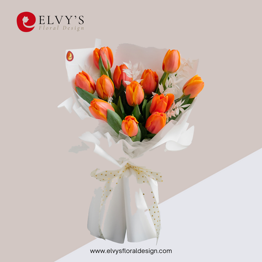 Pumpkin – Orange Holland Tulip Bouquet | Elvy's Floral Design
