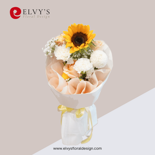 Pure Joy – Korean-Style Sunflower & Carnation Bouquet | Elvy's Floral Design