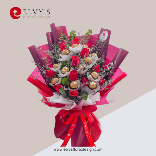 Pure Love – Rose & Ferrero Rocher Bouquet | Elvy's Floral Design