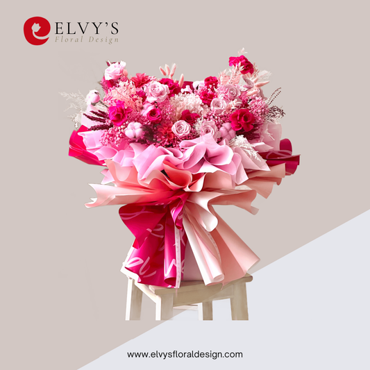 Candy Pink – XL Preserved Rose Bouquet | Elvy's Floral Design