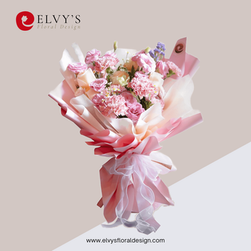 Tony's Pink – Peach Rose & Carnation Bouquet | Elvy's Floral Design