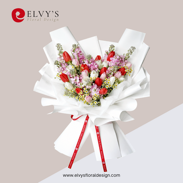 Verdant – Three-Color Tulip Bouquet | Elvy's Floral Design