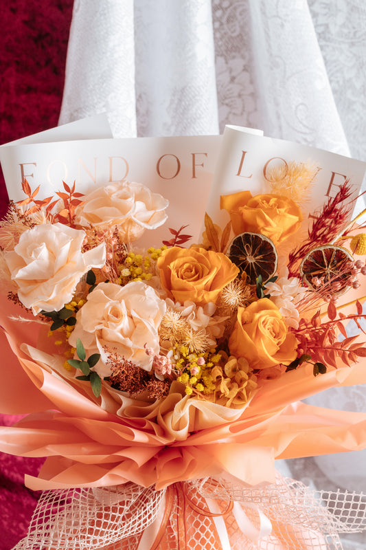 Orange Zest – Preserved Rose & Dried Orange Bouquet - Elvy's Floral Design