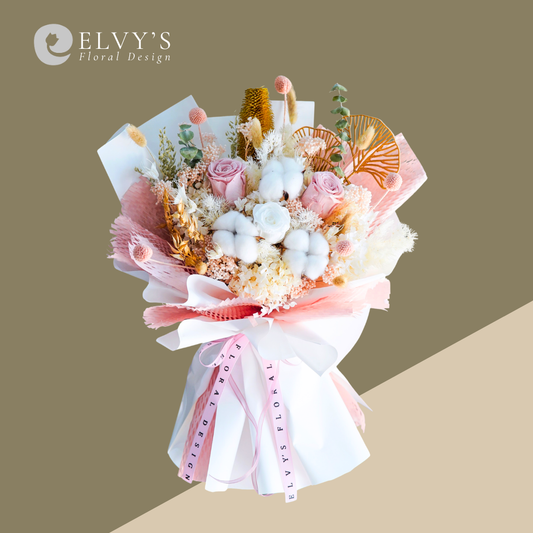 Soft Kiss – Preserved Rose & Hydrangea Bouquet - Elvy's Floral Design