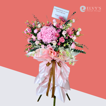 Grand Inception – Pastel Pink Grand Opening Flower Stand - Elvy's Floral Design