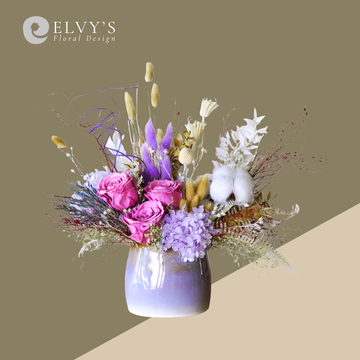 Heather Field – Preserved Rose & Hydrangea Vase Arrangement - Elvy's Floral Design