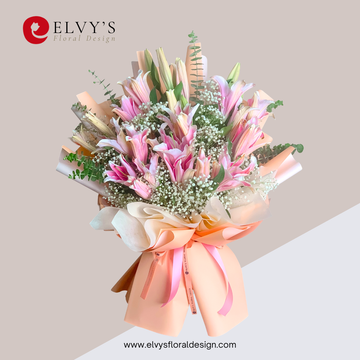 Tender Pink – Pink Lily Bouquet - Elvy's Floral Design