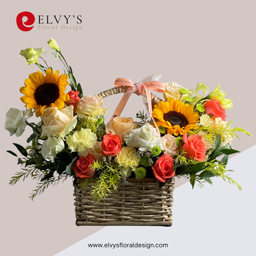 Spring Decor – Sunflower & Rose Gift Basket