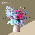 Beau Blue – Preserved Rose & Hydrangea Vase Arrangement - Elvy's Floral Design