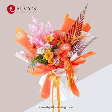 Orange Fancy – Gerbera, Rose & Tulip Bouquet