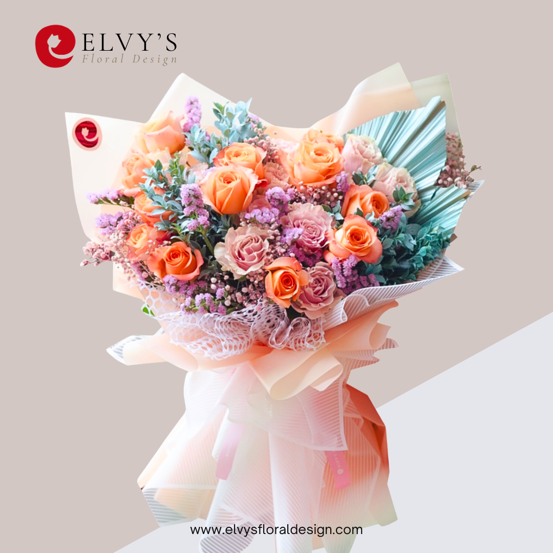 Tangerine Tango – Ecuadorian Rose Bouquet - Elvy's Floral Design
