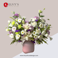 Serenity Blossoms – Lisianthus & Stargazer Lily Sympathy Vase - Elvy's Floral Design