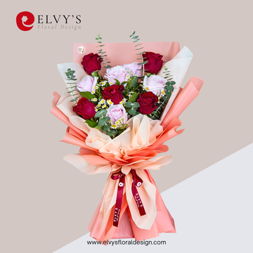 Sylvestris – Pink & Red Holland Rose Bouquet