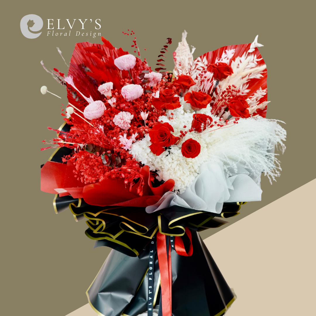 Forever Valentine – Giant Preserved Rose Bouquet - Elvy's Floral Design