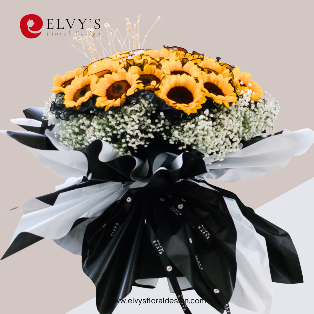 Jardin de Soleil – 30 Sunflower Bouquet with Crown - Elvy's Floral Design