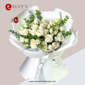 Snow Bound – Local Rose Bouquet - Elvy's Floral Design