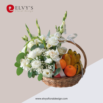 Better Days – White Flowers & Fresh Fruit Basket