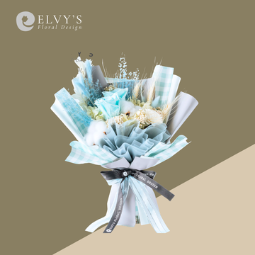 Skye – Preserved Rose & Cotton Blossom Bouquet - Elvy's Floral Design