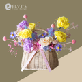 Blythe – Preserved Rose & Wooden Daisy Basket - Elvy's Floral Design