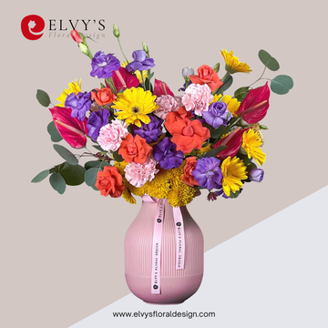 Colorful Escape – Mixed Vase Arrangement - Elvy's Floral Design