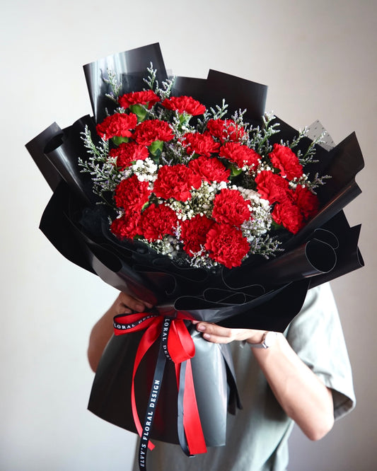 Cardinal Red – 20 Red Carnation Bouquet