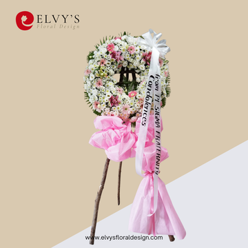 Pink Circle – Pink & White Funeral Wreath