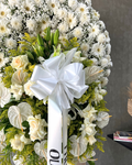 White Cascade – White Funeral Flower Stand - Elvy's Floral Design