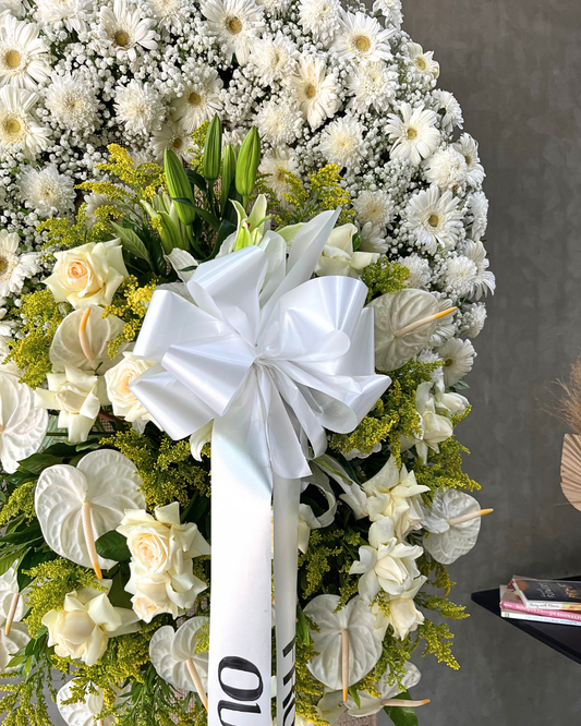 White Cascade – White Funeral Flower Stand
