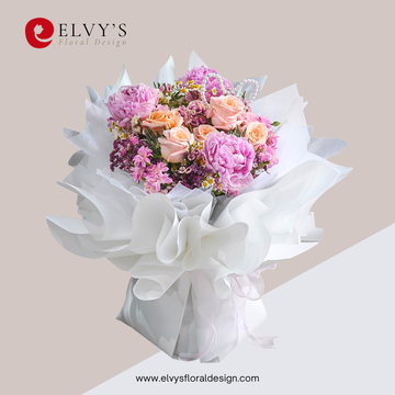 Pigeon Pink – Premium Peony & Carnation Bouquet - Elvy's Floral Design