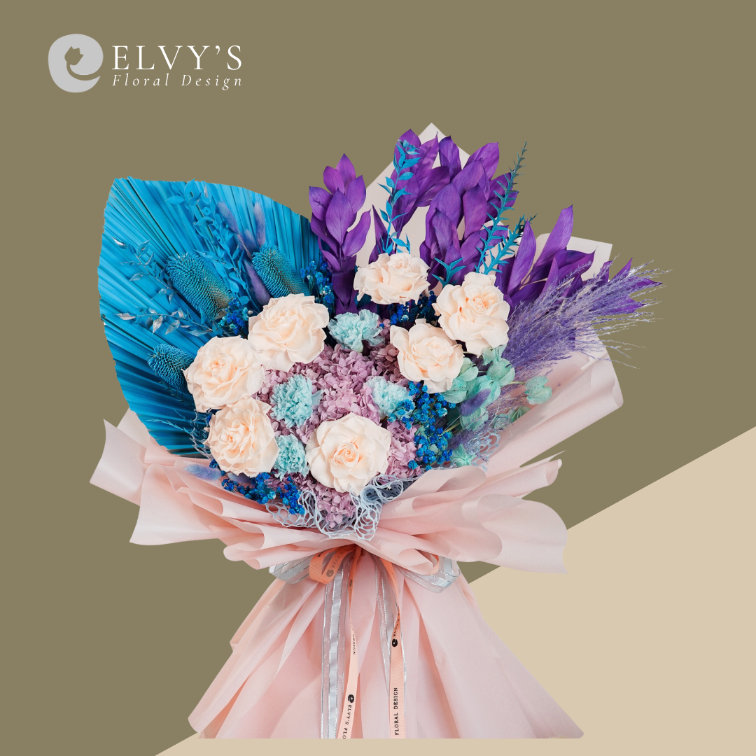 Queeny – Preserved Rose & Carnation Bouquet - Elvy's Floral Design