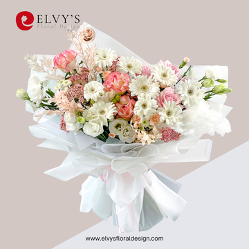 Life in Pink – Gerbera, Rose & Eustoma Bouquet - Elvy's Floral Design