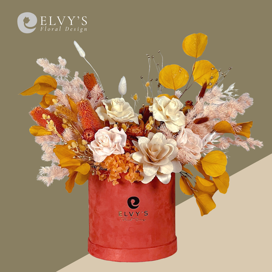 Spanish Orange – Preserved Rose Bloom Box - Elvy's Floral Design