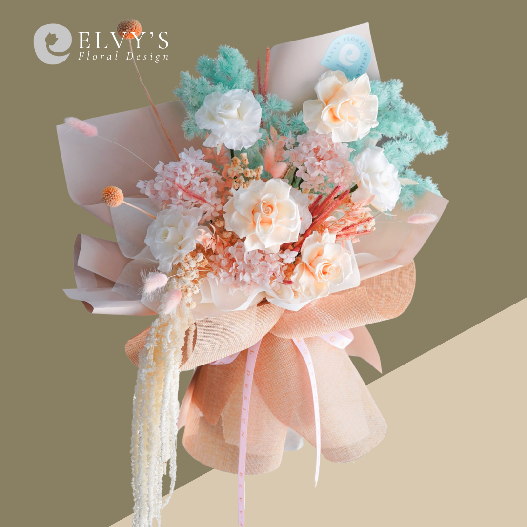 Bale of Hay – Preserved Rose & Amaranthus Bouquet - Elvy's Floral Design