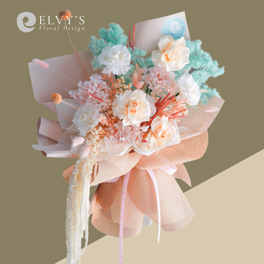 Bale of Hay – Preserved Rose & Amaranthus Bouquet - Elvy's Floral Design
