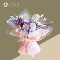 Rhythmic Lilac – Preserved Rose & Cotton Bouquet - Elvy's Floral Design