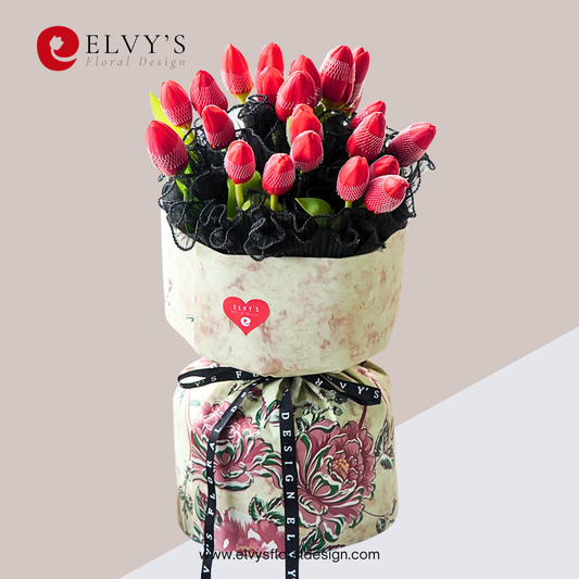 Venus – Red Holland Tulip Bouquet - Elvy's Floral Design