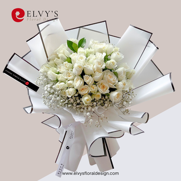Frosted Petals – 36 Philippine Rose Bouquet - Elvy's Floral Design