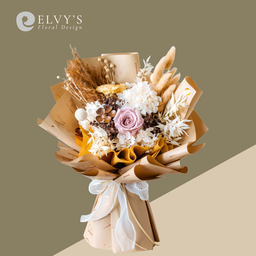 Cafe Au Lait – Preserved Rose & Hydrangea Bouquet - Elvy's Floral Design