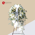 Blue Ivory – Blue & White Funeral Wreath - Elvy's Floral Design