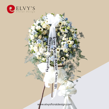 Blue Ivory – Blue & White Funeral Wreath