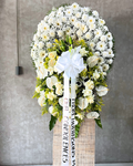 White Cascade – White Funeral Flower Stand - Elvy's Floral Design