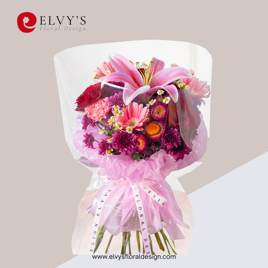Majestic Symphony – Stargazer Lily & Rose Bouquet - Elvy's Floral Design