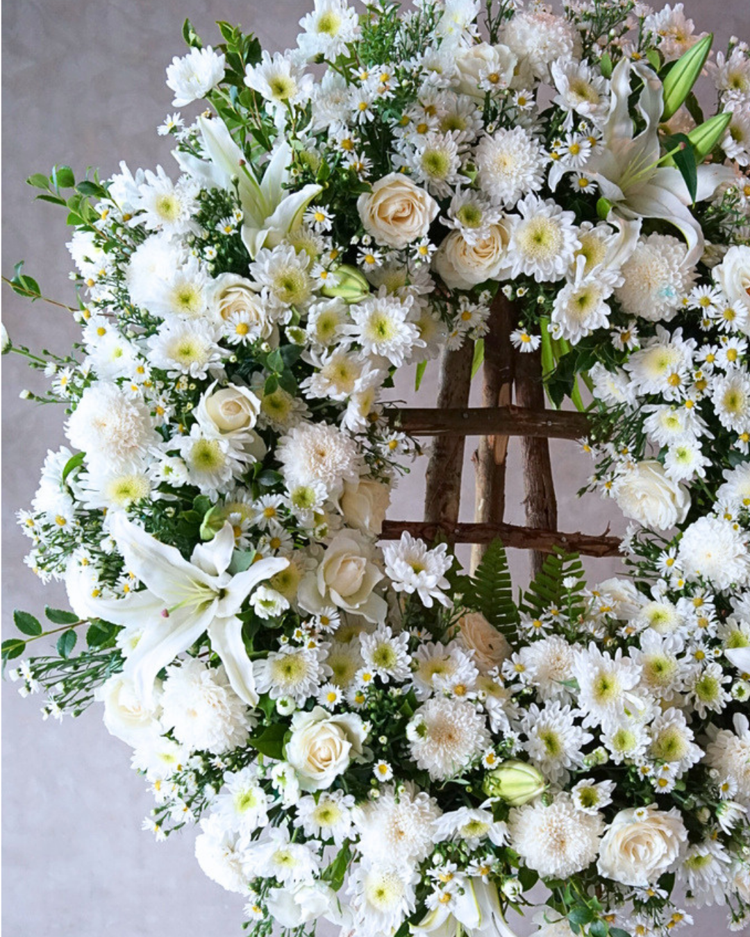 Solemn Tribute – Sympathy Wreath Standee - Elvy's Floral Design