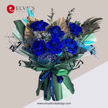 I've Got the Blues – Blue Preserved Flower Bouquet