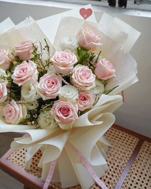 Sweet Romance – Ecuadorian Rose & Pearl Bouquet - Elvy's Floral Design
